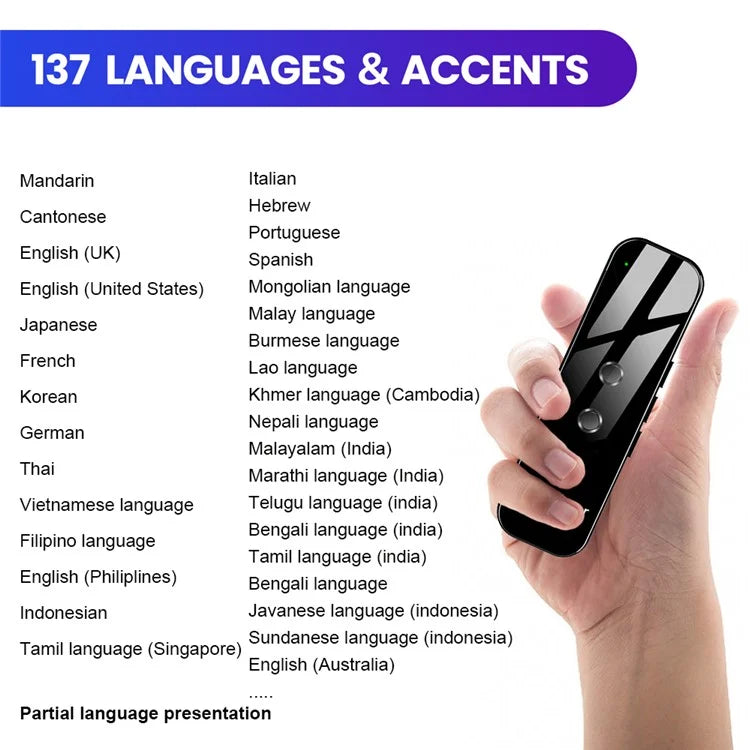 G6 137 Languages Voice Translator Rechargeable Bluetooth Smart Translation Stick