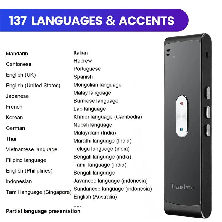 T8S Bluetooth 137 Languages Speech Translator Rechargeable Smart Translation Stick
