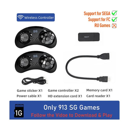 DATA FROG Y2 SG HD TV Video Gaming Controller Game Stick with Double Wireless Gamepad, 1G Memory Card / 900 Games