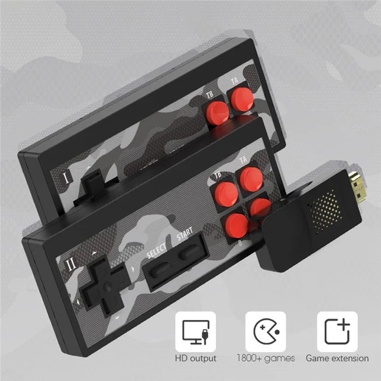 DATA FROG Y2 Plus HD TV Game Console Wireless Double Gamepad, 1800 Games