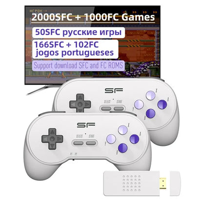 DATA FROG Y2 SF HD-Compatible Game Stick SFC / FC Gamepads Dual Wireless Controller, 3000+ Games