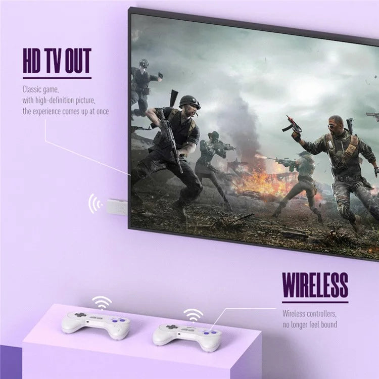 DATA FROG Y2 SF HD-Compatible Game Stick SFC / FC Gamepads Dual Wireless Controller, 3000+ Games