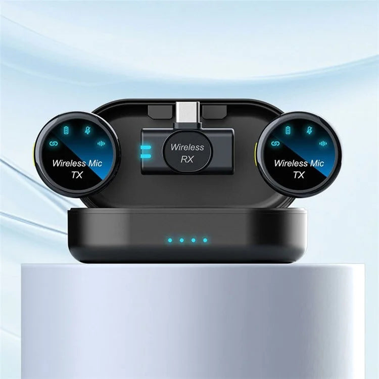 S3 1 Pair 2.4G Wireless Clip-On Microphone with 1 Type-C Receiver for Outdoor Live Broadcasting