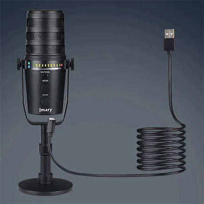JMARY MC-PW12 USB Mic 360 Degree Rotating Zero Latency Desktop Microphone