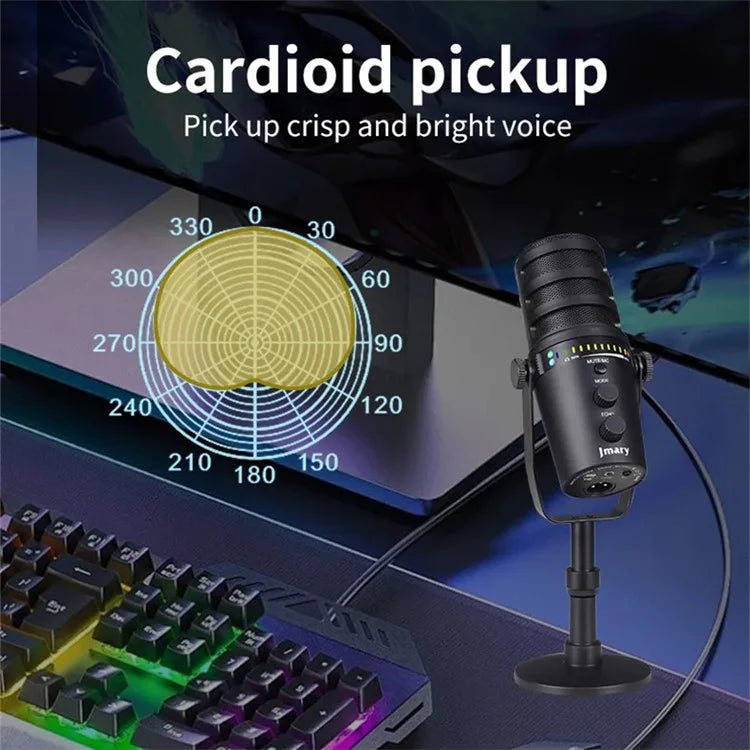 JMARY MC-PW12 USB Mic 360 Degree Rotating Zero Latency Desktop Microphone