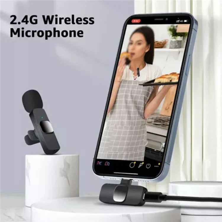 K1 Noise Reduction Lavalier Microphone 2 Wireless Mic with Type-C Receiver + iP Audio Converter