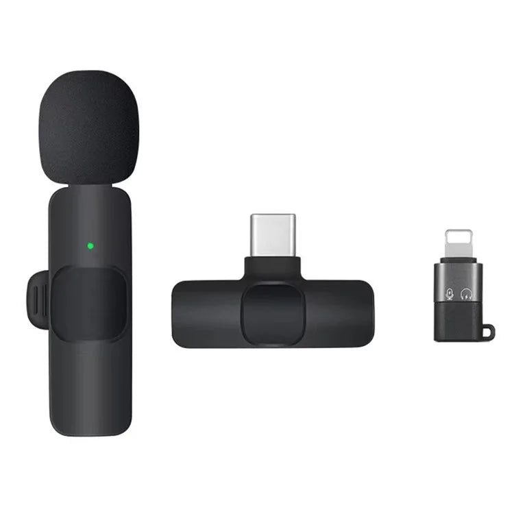 K1 Noise Reduction 2.4G Wireless Lavalier Microphone with Type-C Receiver + iP Audio Converter