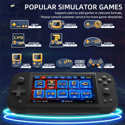 POWKIDDY x51 Handheld Game Console 5-inch IPS Screen Retro Arcade Gaming Console, 64G Memory Card