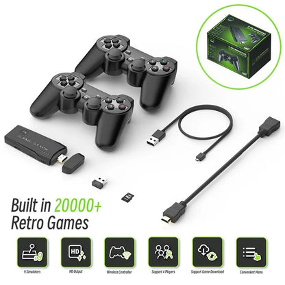 DATA FROG Y3 Lite Game Stick HD TV Gaming Console with 2 Wireless Gamepad, 64G Memory Card / 20000 Games