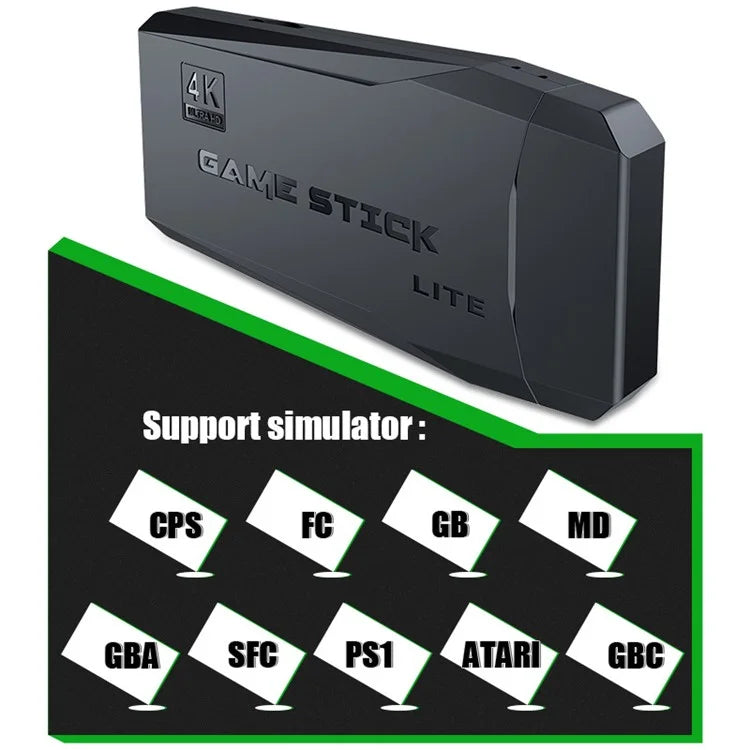 DATA FROG Y3 Lite Game Stick HD TV Gaming Console with 2 Wireless Gamepad, 64G Memory Card / 20000 Games