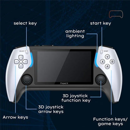 PROJECT X Handheld Retro Game Console 4.3-inch IPS Screen Supports Dual Player Combat with Dual Controllers