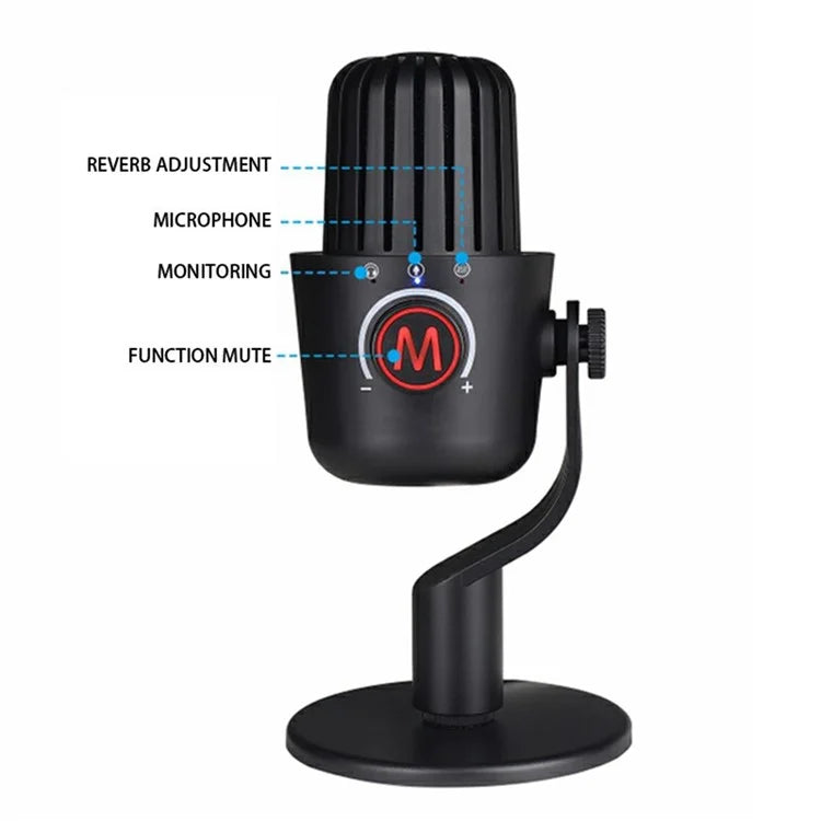 PDO-20 USB Gaming Microphone Noise Cancellation Condenser Mic for Live Streaming, Recording, PC