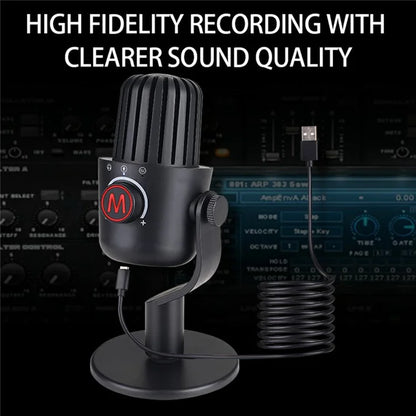 PDO-20 USB Gaming Microphone Noise Cancellation Condenser Mic for Live Streaming, Recording, PC
