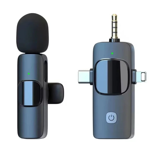 K15 2 in 1 Wireless Lavalier Microphone with Noise Reduction USB-C Microphone for Smartphone Computer Camera