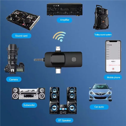 K15 2 in 1 Wireless Lavalier Microphone with Noise Reduction USB-C Microphone for Smartphone Computer Camera