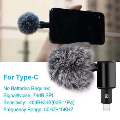 PULUZ PU616B Type-C Wireless Lavalier Microphone Clip-On Omni Lapel Mic for Android Phone Interview  /  Live Stream