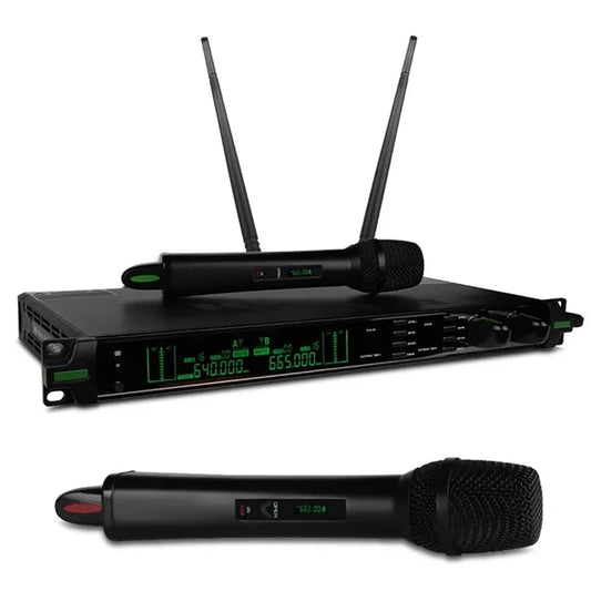 CD-10 Dual Wireless Microphone System Cordless Handheld HiFi Mic Set for Singing Karaoke Meeting Stage