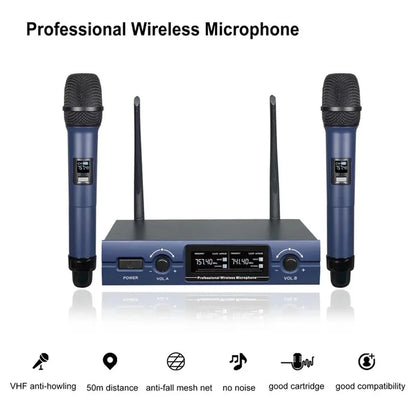 SV-322 VHF Wireless Microphone System Dual Handheld Dynamic Transmitter Mics Set for Karaoke, DJ Party