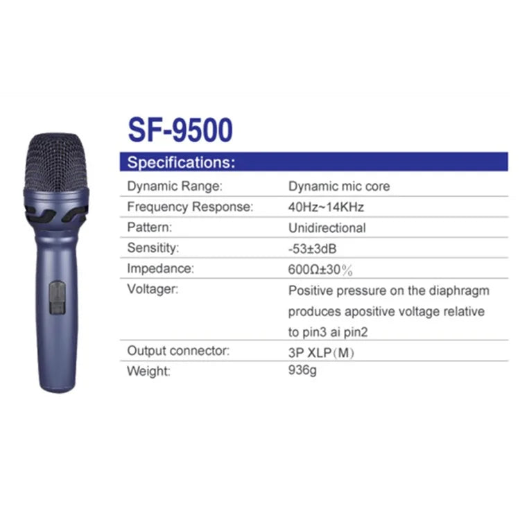 SF-9500 For Stage Karaoke High Fidelity Unidirectional Dynamic Microphone Handheld Wired Mic