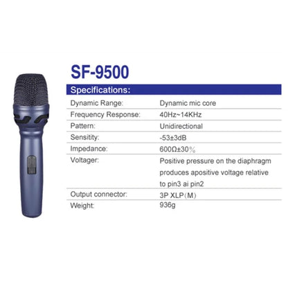 SF-9500 For Stage Karaoke High Fidelity Unidirectional Dynamic Microphone Handheld Wired Mic
