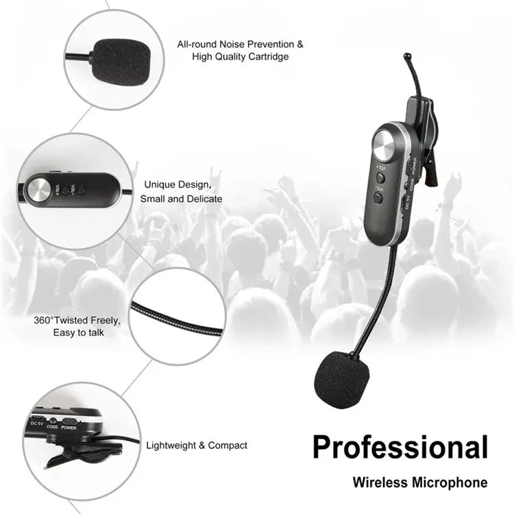 T-6 Professional Instrument Microphone Portable Condenser Wireless Microphone with Clip