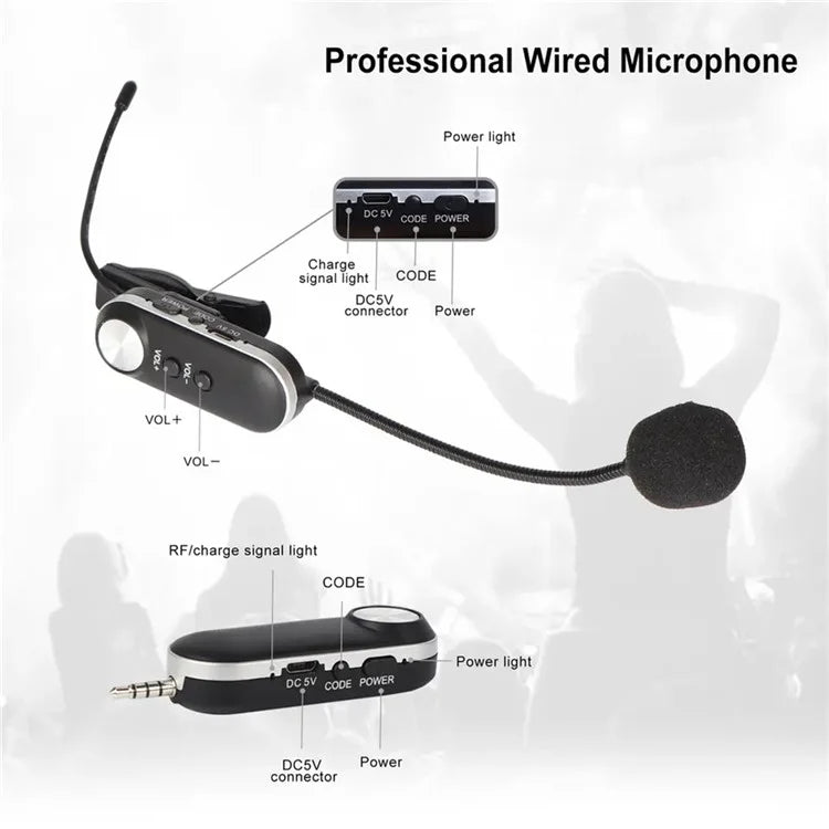 T-6 Professional Instrument Microphone Portable Condenser Wireless Microphone with Clip