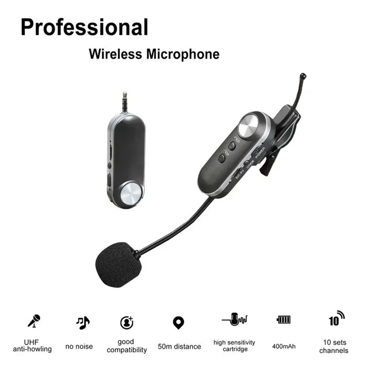 T-6 Professional Instrument Microphone Portable Condenser Wireless Microphone with Clip