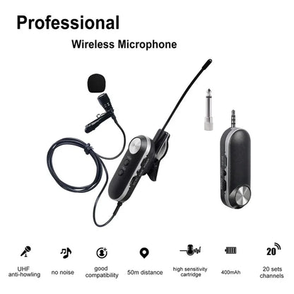 T-3II Computer Camera Cell Phone Recording Mic Wireless Lavalier Microphone for Recording Interview