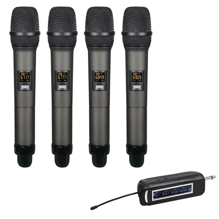 PRO-15 1 to 4 Wireless Microphone System UHF Karaoke Mics Cordless Handheld Microphone for Home KTV