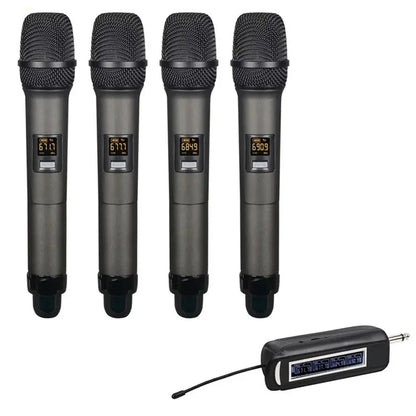 PRO-15 1 to 4 Wireless Microphone System UHF Karaoke Mics Cordless Handheld Microphone for Home KTV