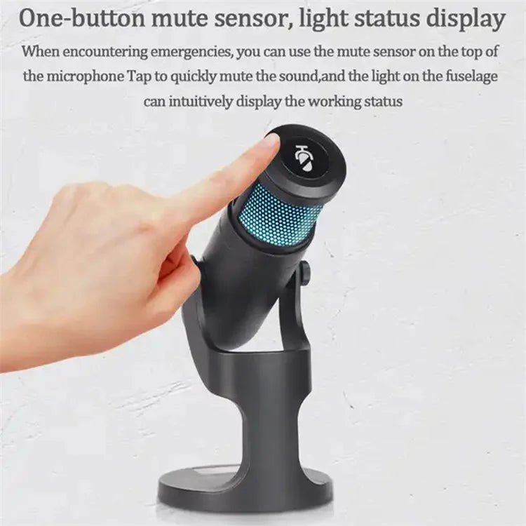 JMARY MC-PW9 Microphone USB Cable Mic Plug and Play RGB Light Voice Recording Tool