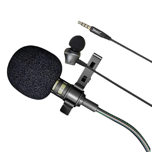 JMARY MC-R5 3m 3.5mm Wired Lavalier Microphone with Sound Monitoring Earphone