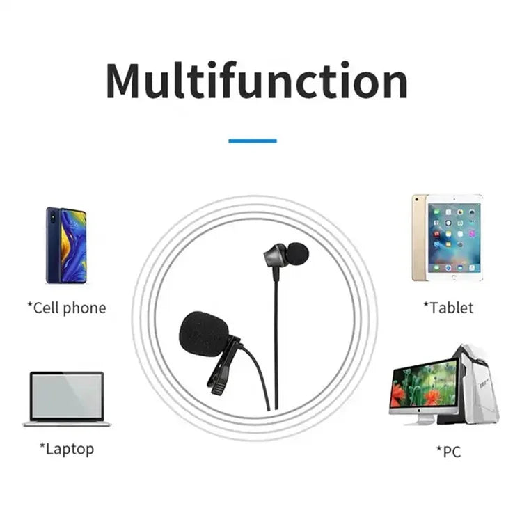 JMARY MC-R5 3m 3.5mm Wired Lavalier Microphone with Sound Monitoring Earphone
