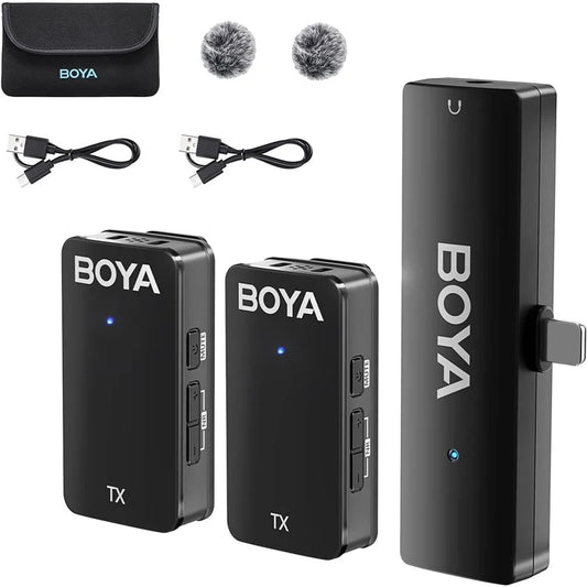 BOYA WMic5-M4 For iPhone / iPad 2.4G Wireless Lapel Microphone Live Steaming Mic, 2 Transmitter + 1 8-Pin Receiver