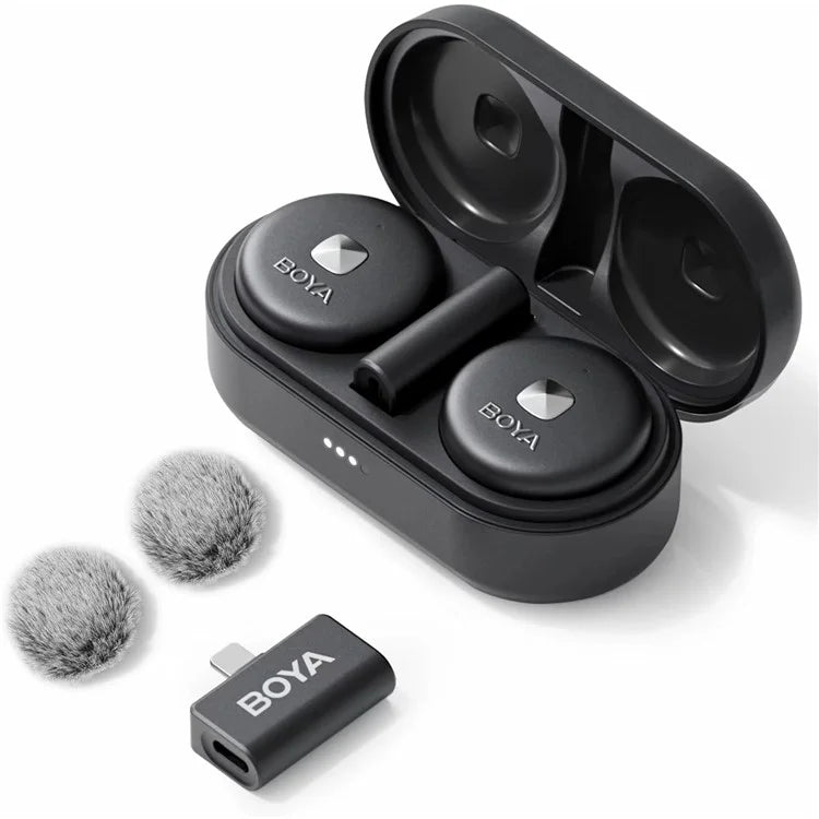 BOYA Omic-D 2 Transmitter + 1 8-Pin Receiver, Button Shape 2.4G Wireless Microphone Lapel Clip Mics