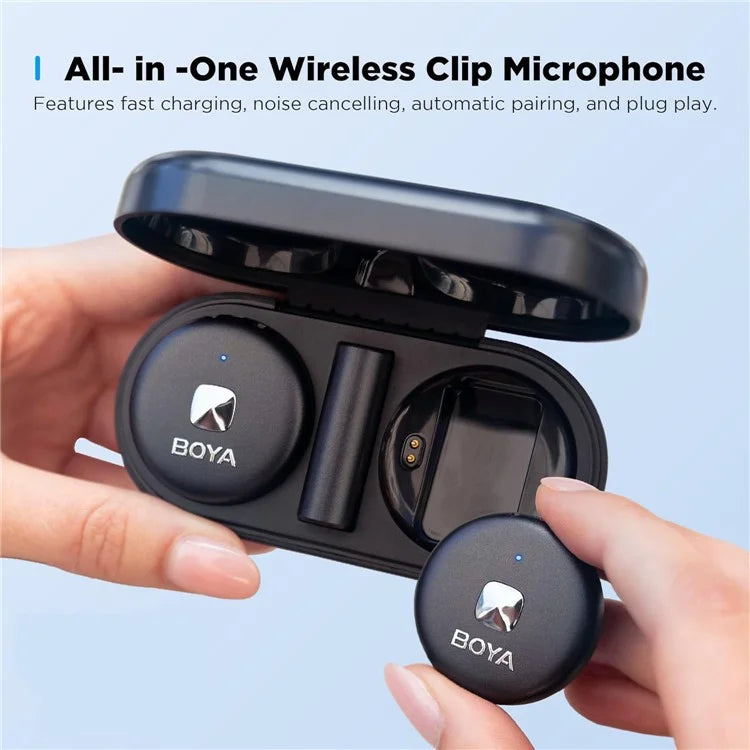 BOYA Omic-D 2 Transmitter + 1 8-Pin Receiver, Button Shape 2.4G Wireless Microphone Lapel Clip Mics