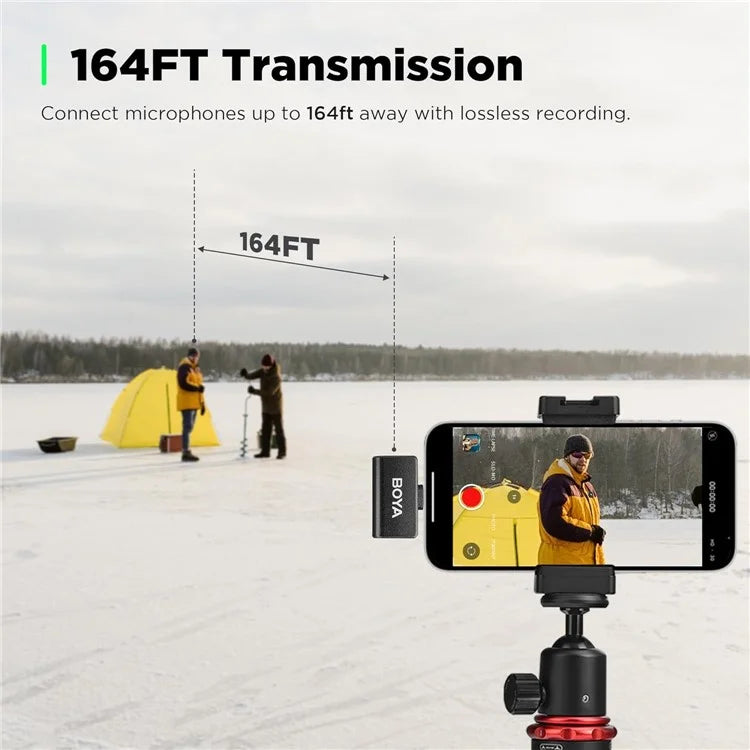 BOYA Omic-D 2 Transmitter + 1 8-Pin Receiver, Button Shape 2.4G Wireless Microphone Lapel Clip Mics