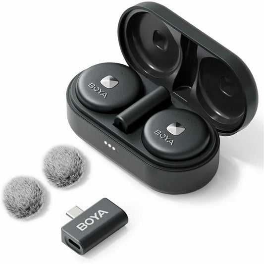 BOYA Omic-U 2 Transmitter + 1 USB-C Receiver, Button Shape Wireless Lavalier Microphone