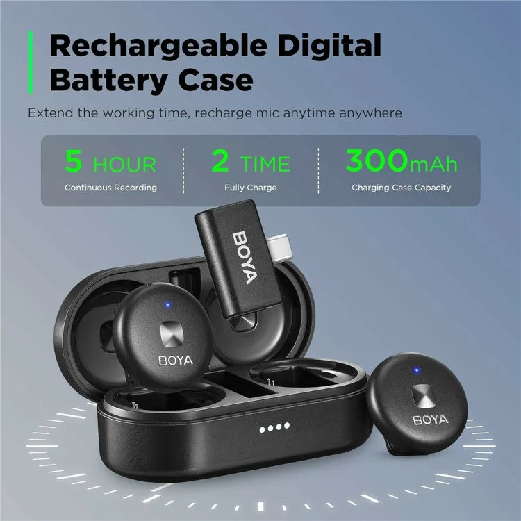 BOYA Omic-U 2 Transmitter + 1 USB-C Receiver, Button Shape Wireless Lavalier Microphone