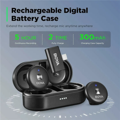 BOYA Omic-U 2 Transmitter + 1 USB-C Receiver, Button Shape Wireless Lavalier Microphone