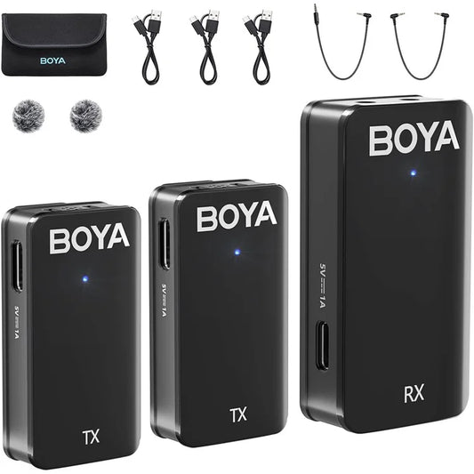 BOYA WMic5-M2 2 Transmitter + 1 Receiver, 2.4G Wireless Lavalier Microphone Mic for Camera Laptop