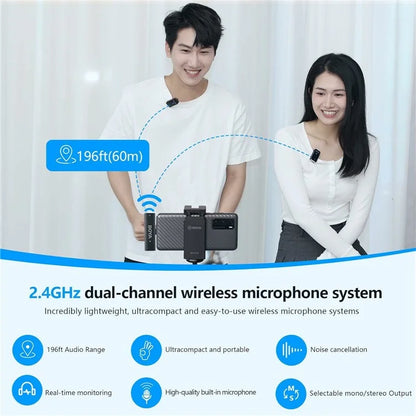 BOYA WMic5-M6 Live Streaming Wireless Microphone Lapel Clip Mic, 2 Transmitter + 1 USB-C Receiver