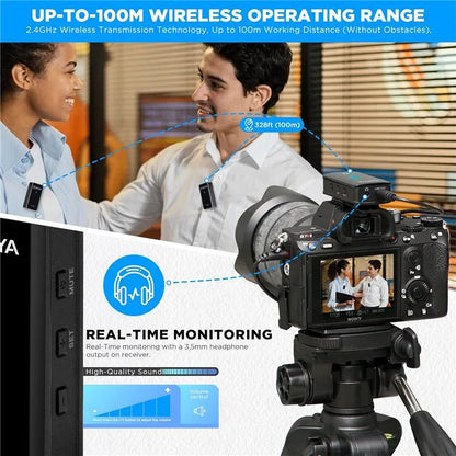 BOYA BY-XM6-S2 MINI Wireless Microphone Lavalier Mic for Phone Camera, 2 Mini Transmitter + 1 Receiver