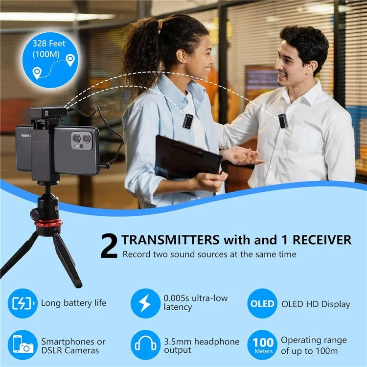 BOYA BY-XM6-S2 MINI Wireless Microphone Lavalier Mic for Phone Camera, 2 Mini Transmitter + 1 Receiver