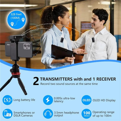 BOYA BY-XM6-S2 MINI Wireless Microphone Lavalier Mic for Phone Camera, 2 Mini Transmitter + 1 Receiver