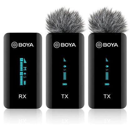 BOYA BY-XM6-S2 2 Transmitter + 1 Receiver, Wireless Microphone Lavalier Mic for Phone Camera Laptop