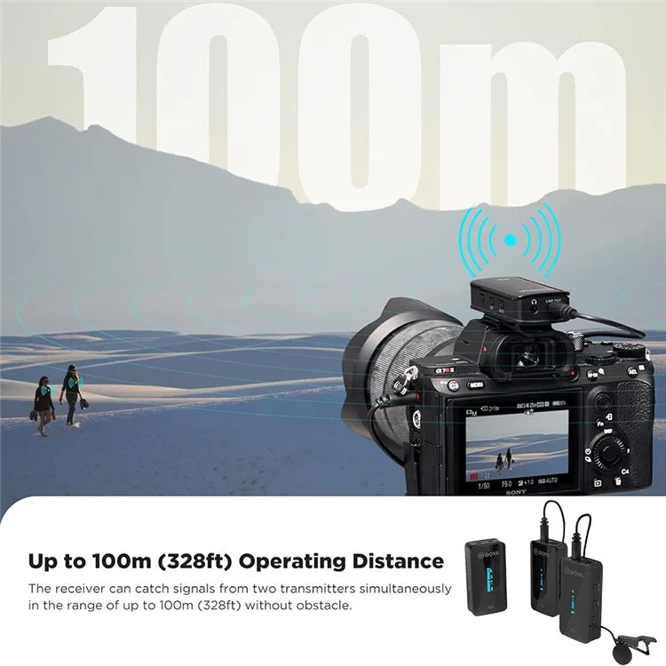 BOYA BY-XM6-S2 2 Transmitter + 1 Receiver, Wireless Microphone Lavalier Mic for Phone Camera Laptop