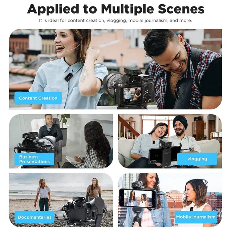 BOYA BY-XM6-S2 2 Transmitter + 1 Receiver, Wireless Microphone Lavalier Mic for Phone Camera Laptop