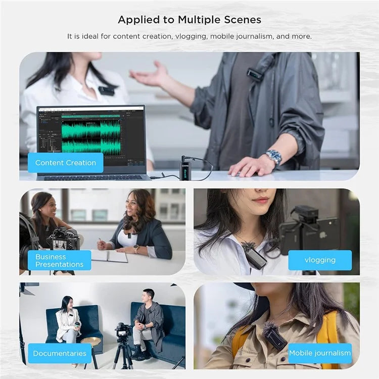 BOYA BY-XM6-S2 2 Transmitter + 1 Receiver, Wireless Microphone Lavalier Mic for Phone Camera Laptop