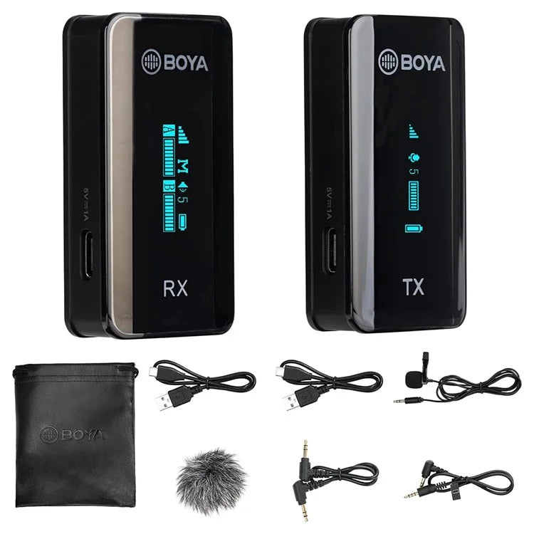 BOYA BY-XM6-S1 1 Transmitter + 1 Receiver, Wireless Microphone Lapel Clip Mic for Phone Camera Laptop